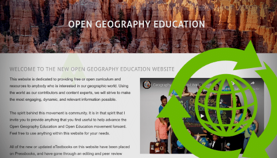 Screenshot of a website with title Open Geography Education